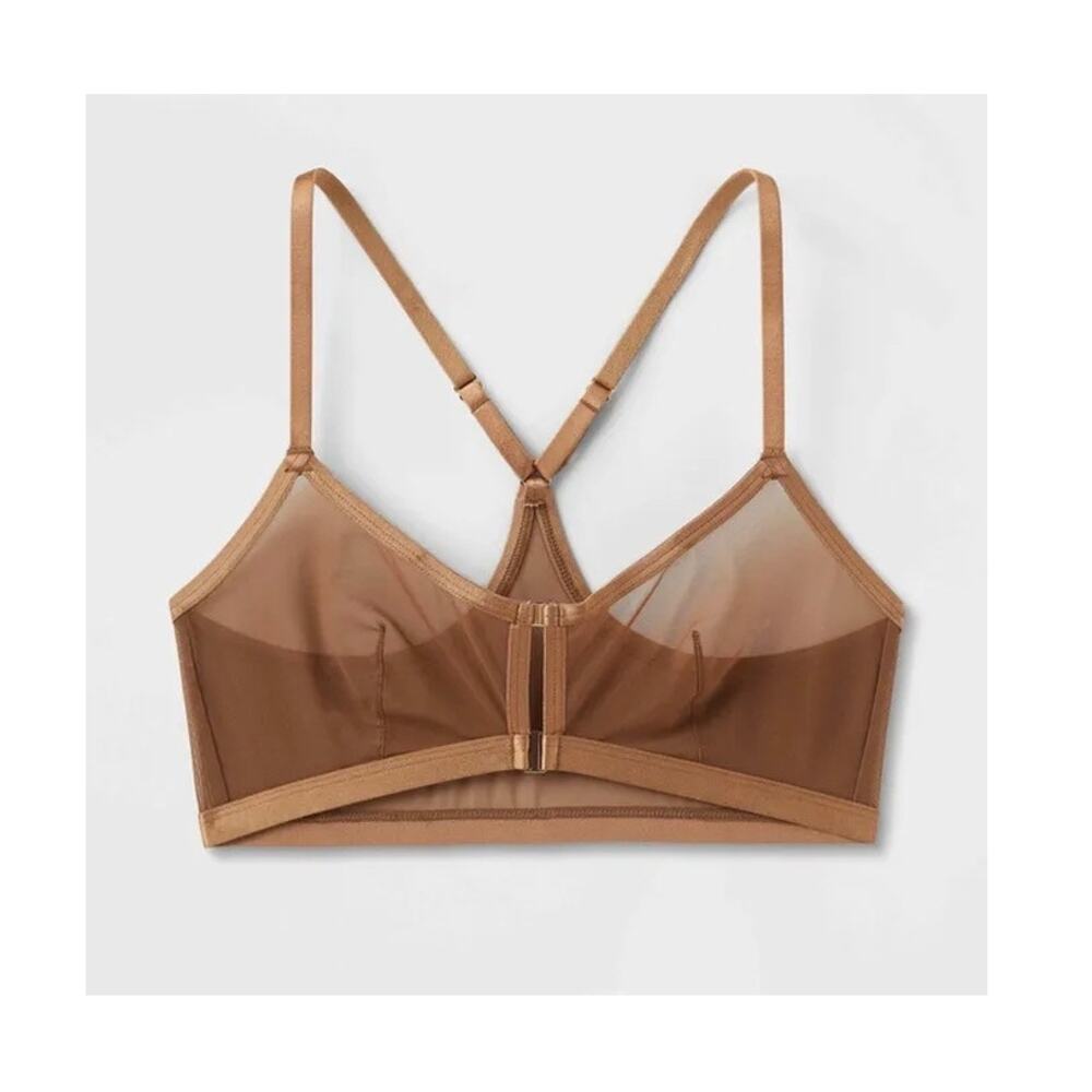Auden Women's Mesh Triangle Bralette, M - Brown